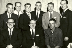 John Brevik with his fellow drivers including Tom Reffner, Lyle Nabbefeldt, and Dick Trickle.